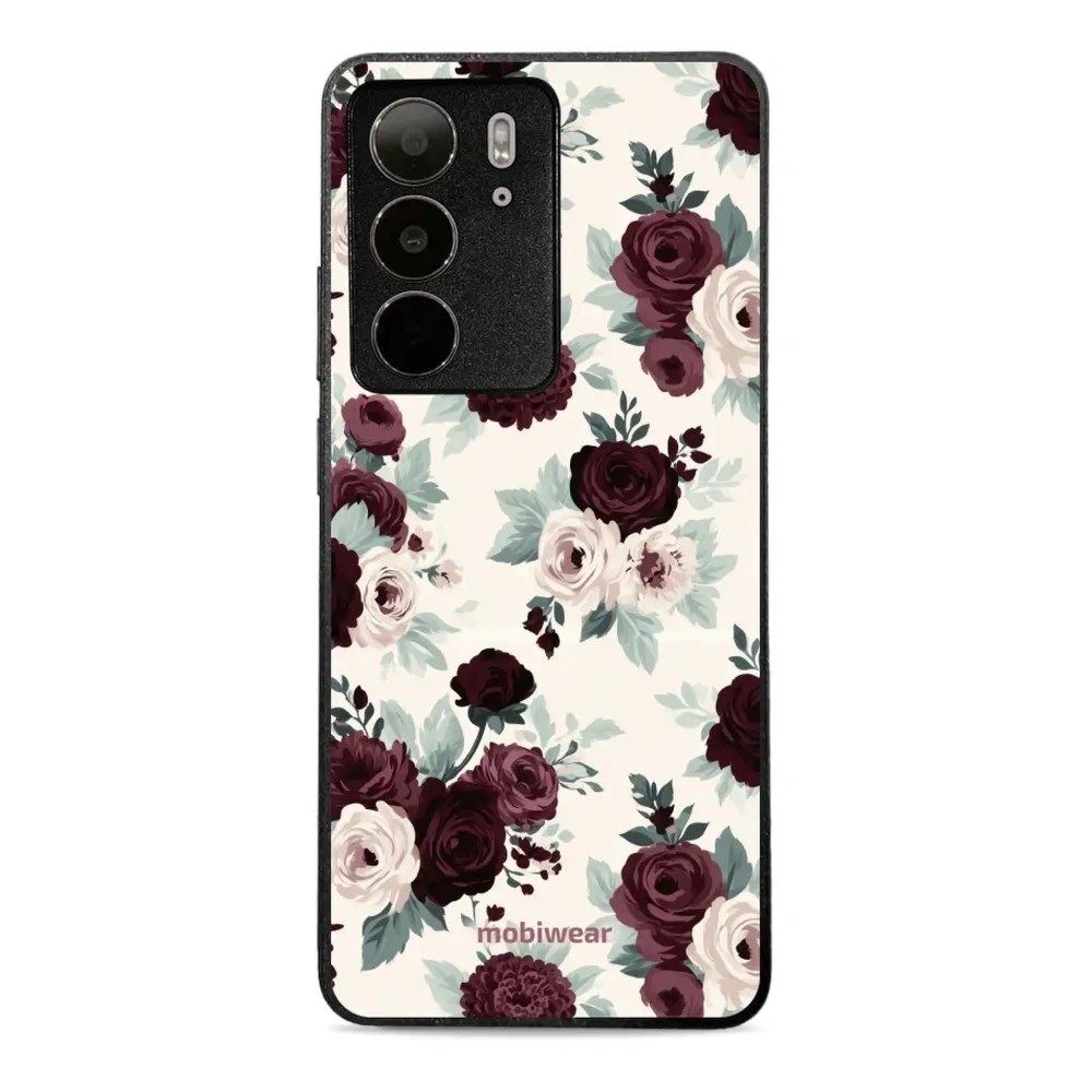 Etui ochronne do realme C75 4G, realme C75 5G, Mobiwear Glossy Case, róże z szałwią na kremie