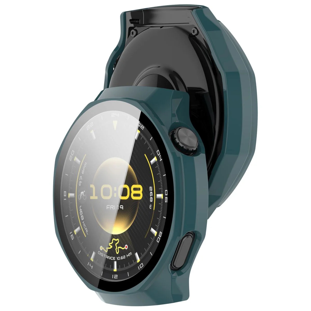 Etui ze szkłem do zegarka Bizon Case Watch Adamo do Huawei Watch GT 7 Pro 46 mm, zielone
