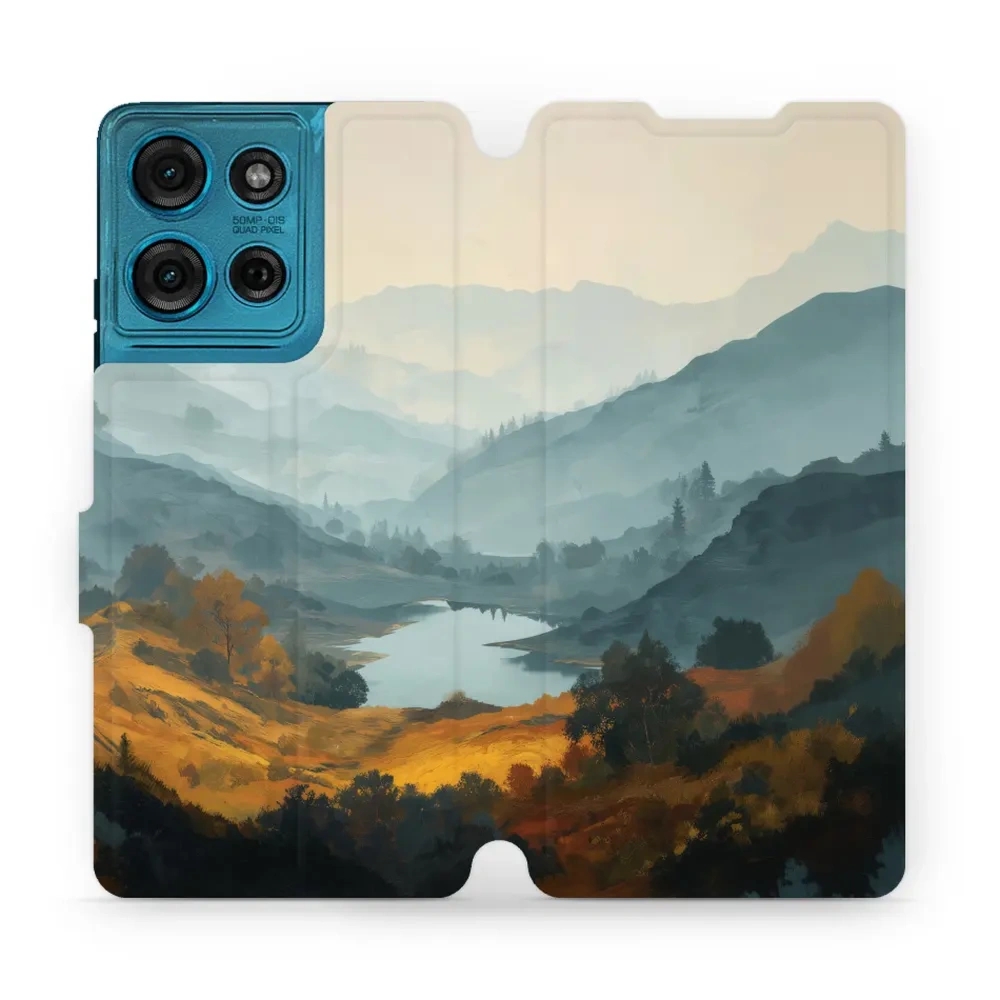 Etui z klapką do Motorola Moto G75 5G, Mobiwear Book, jezioro w dolinie