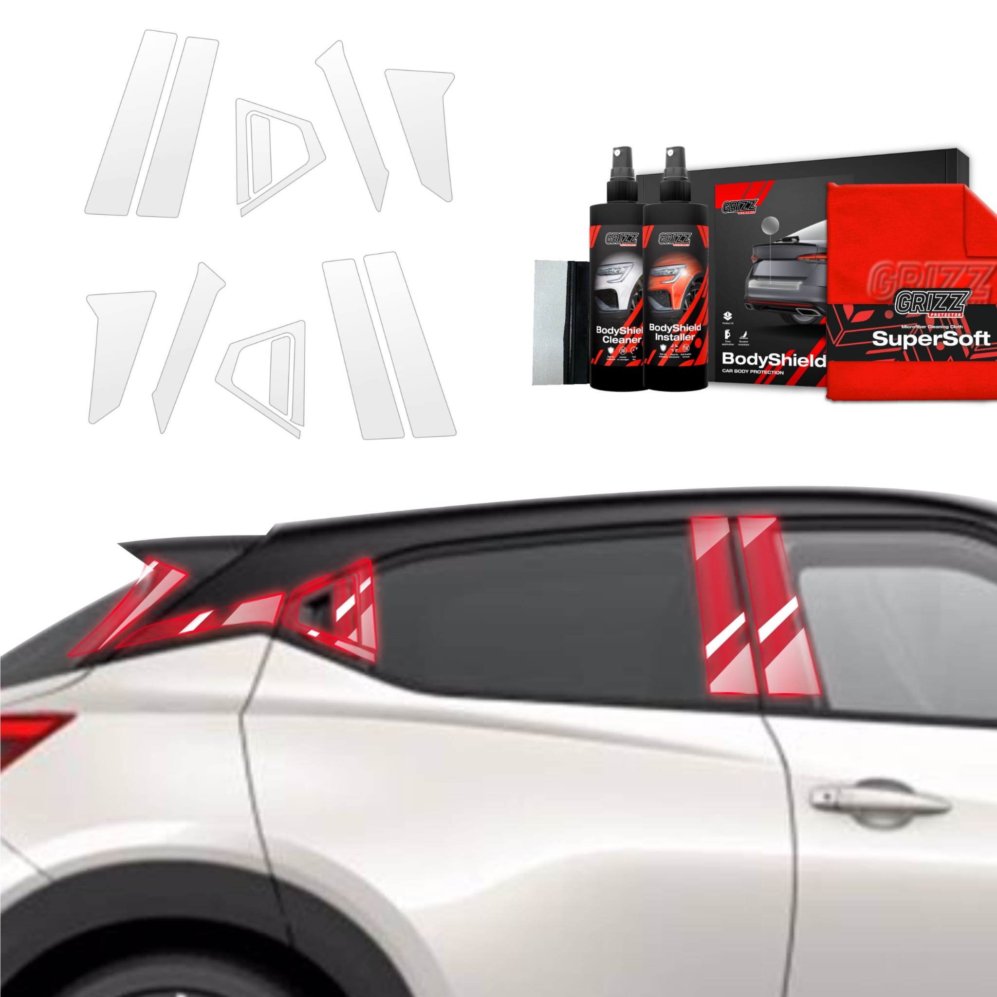 10w1 Folia ochronna Grizz Protector na słupki do Nissan Juke Facelift (2024-2026)