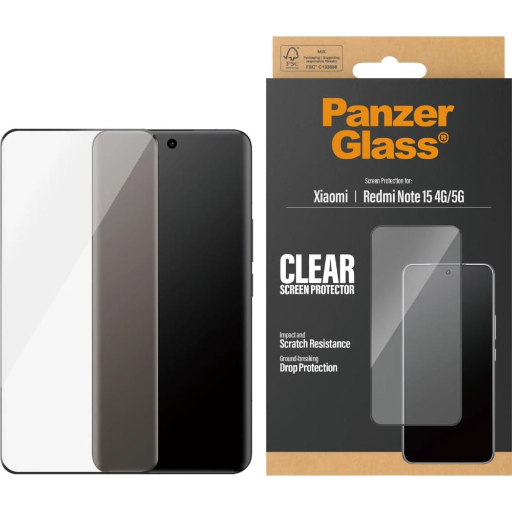 Szkło hartowane na cały ekran PanzerGlass Ultra-Wide Fit do Xiaomi Redmi Note 15 4G / 5G Pro z czarną ramką