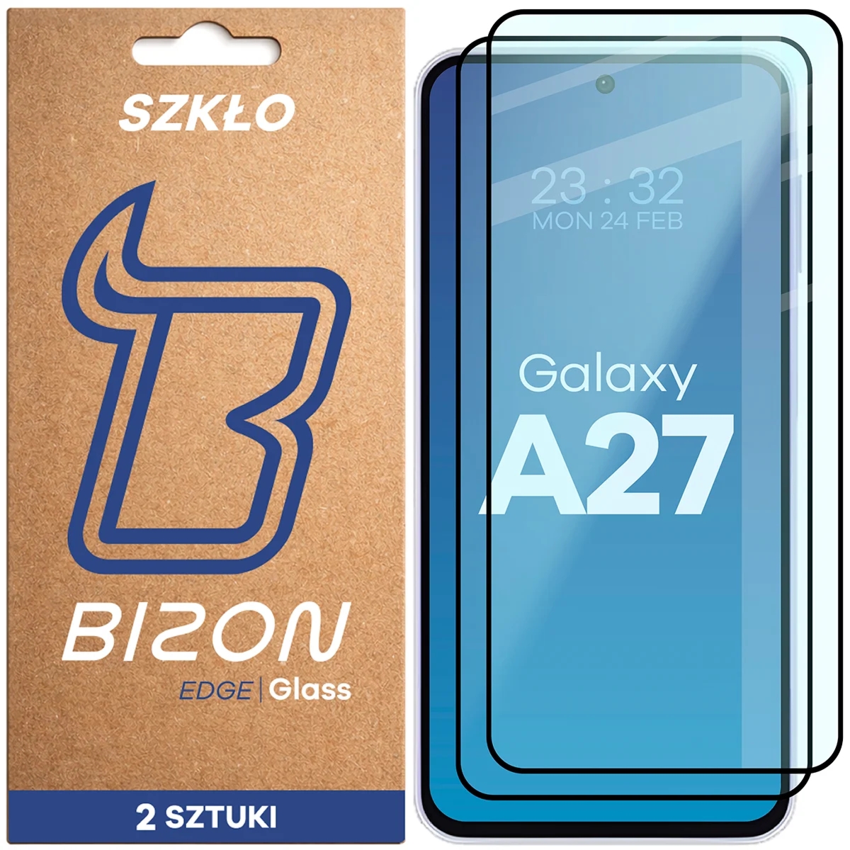 Szkło hartowane Bizon Glass Edge Duo do Galaxy A27 5G, czarna ramka, 2 sztuki