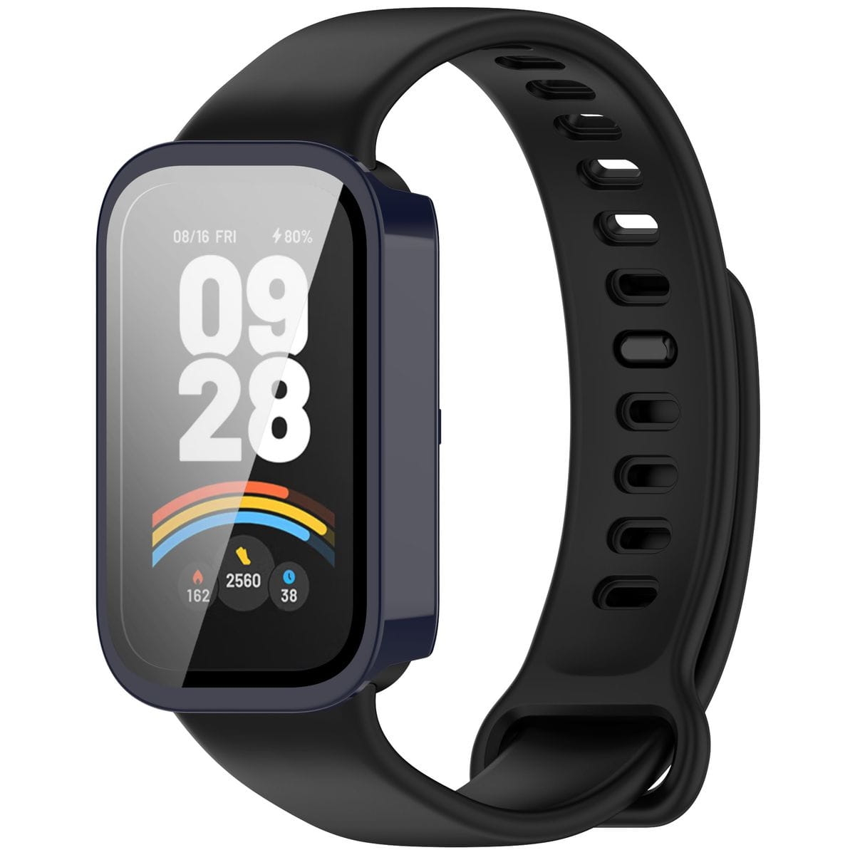 Image of Etui ze szkłem do zegarka Bizon Case+Glass Watch do Xiaomi Smart Band 9 Active / Redmi Band 3, niebieskie