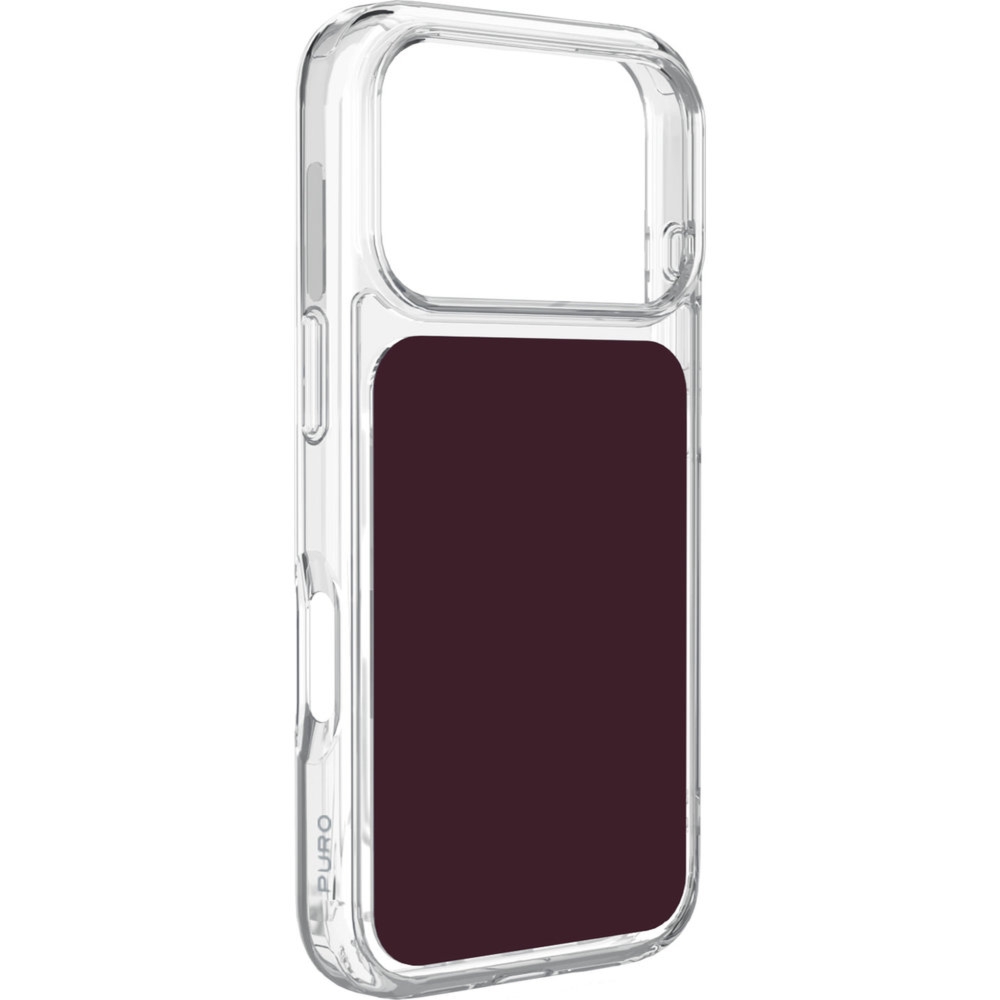 Etui Puro Plate Mag do iPhone 18 Pro / 17 Pro do MagSafe, przezroczysto-bordowe