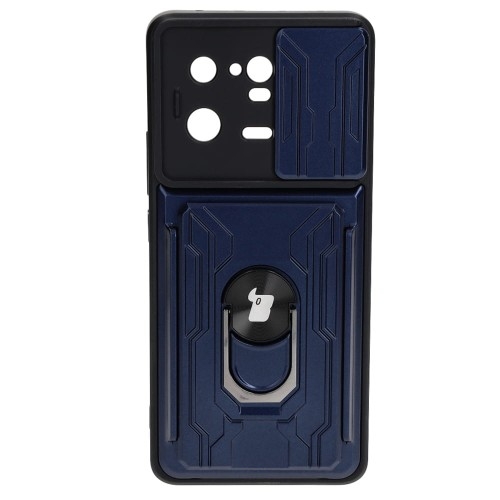 Image of Etui Bizon Case Camshield Card Slot Ring do Xiaomi 13 Pro, granatowe