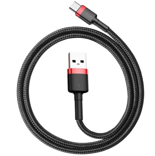 Image of Kabel Baseus Cafule 3A USB-A do USB-C 0,5m, czarno-czerwony