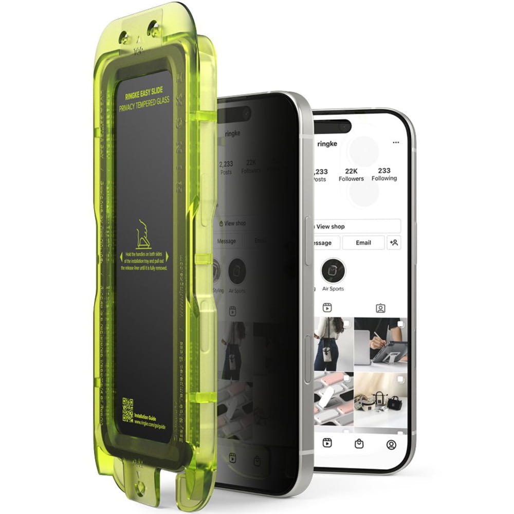 Szkło prywatyzujące na ekran z aplikatorem Ringke Easy Slide 2-Pack Privacy do iPhone 17, 2 sztuki