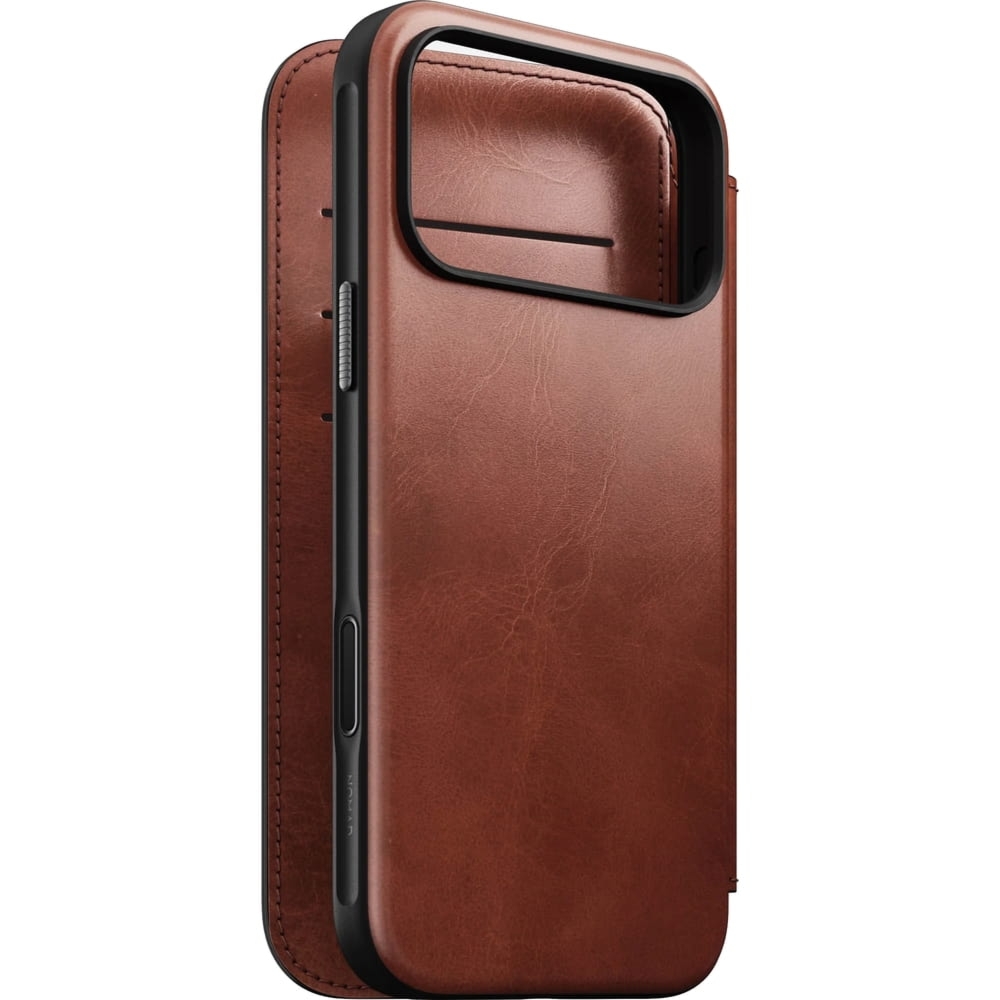 OUTLET: Etui z klapką Nomad Modern Leather Folio Horween Series do MagSafe, do iPhone 17 Pro Max, brązowe