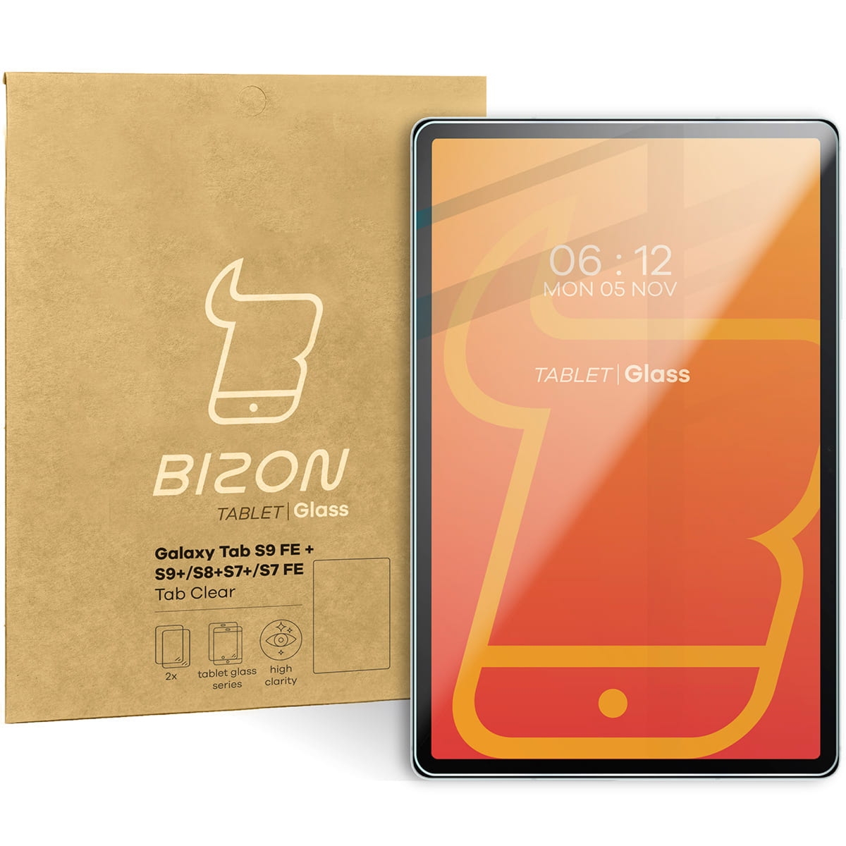 Szkło hartowane Bizon Glass Tab Clear Duo do Galaxy Tab S10 Plus/S9 FE Plus/S9 Plus/S8 Plus/S7 Plus/S7, 2 sztuki