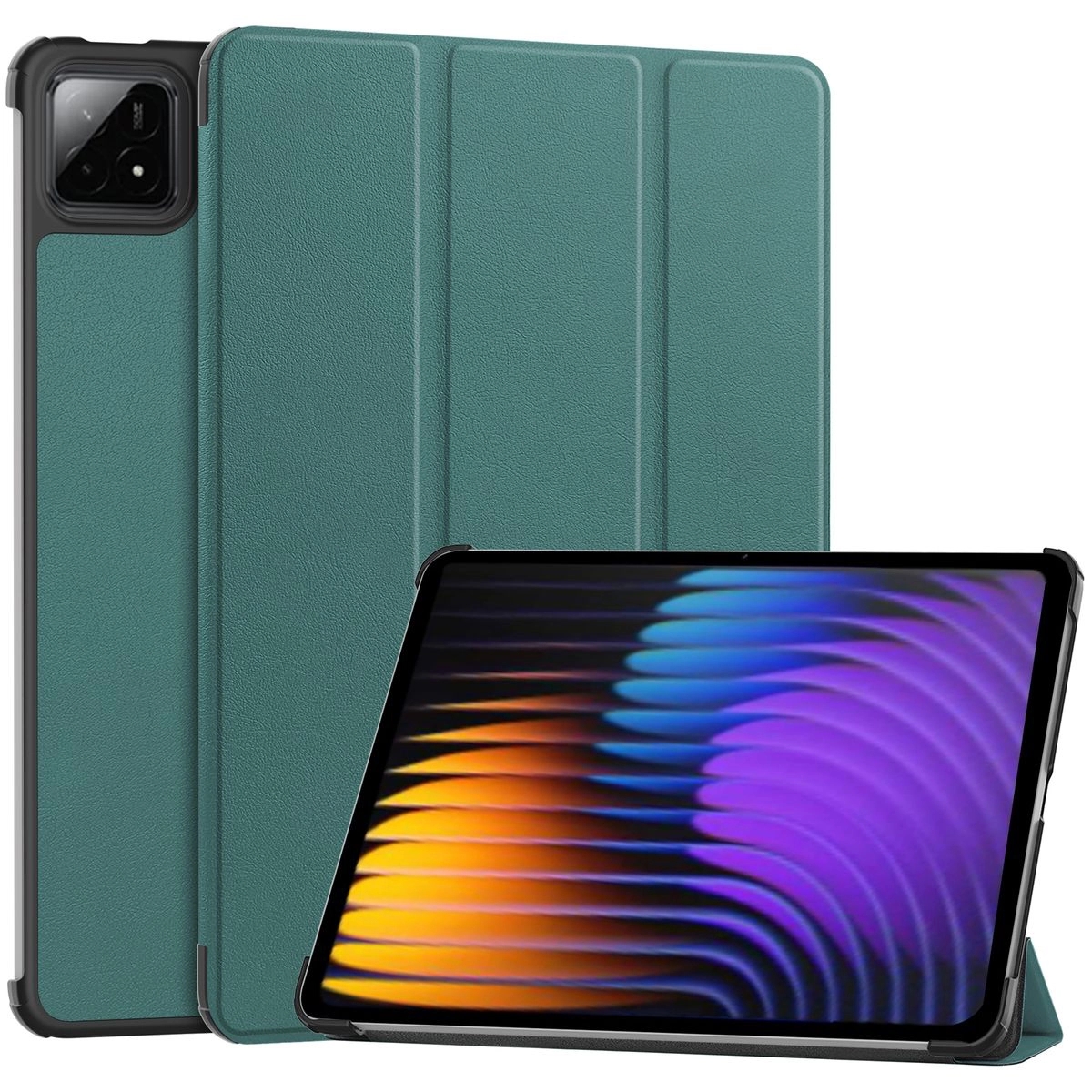 Image of Etui z klapką Bizon Case Tab Croc do Xiaomi Pad 7 / 7 Pro, ciemnozielone