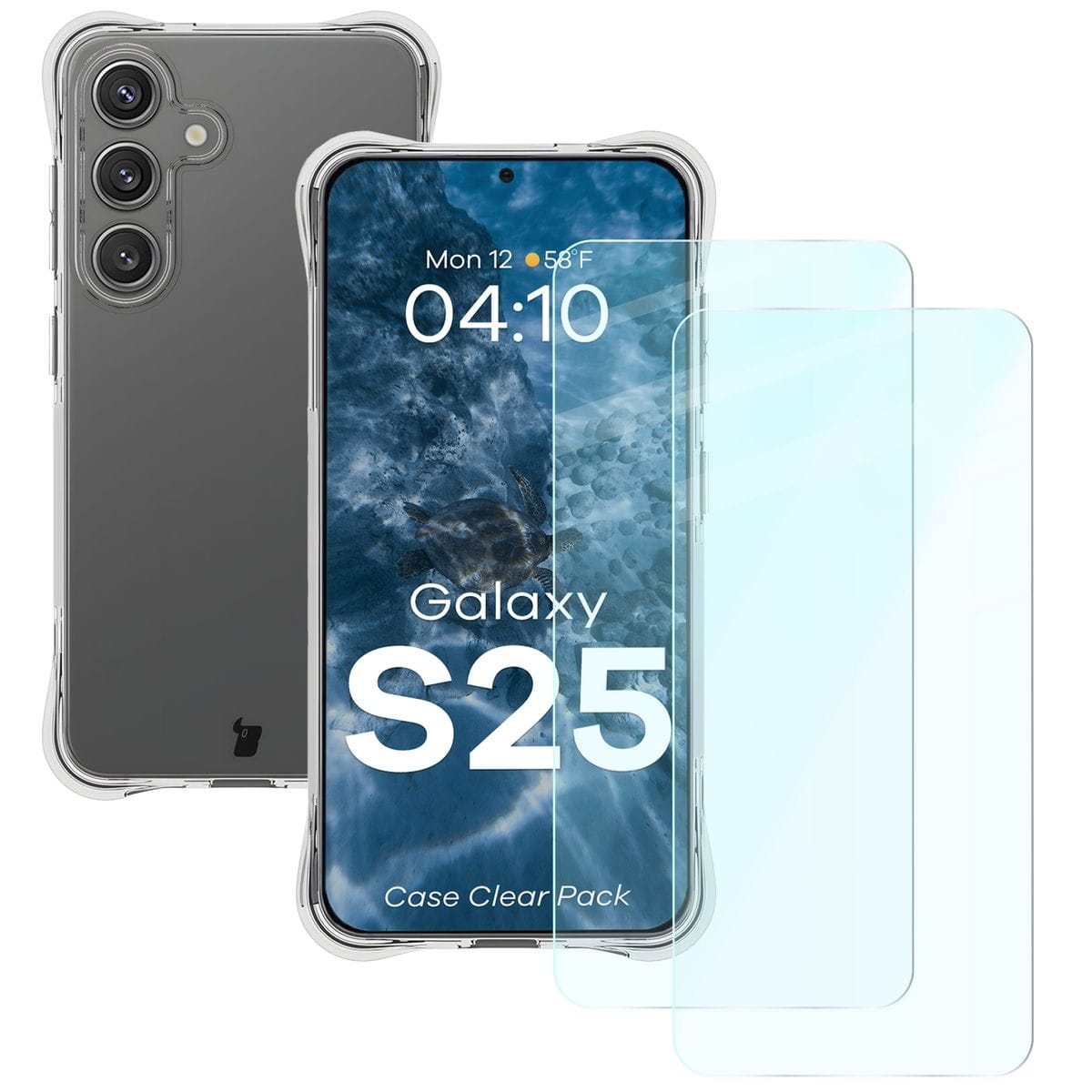 Image of Elastyczne etui + 2x szkło hartowane Bizon Case Clear Pack do Galaxy S25