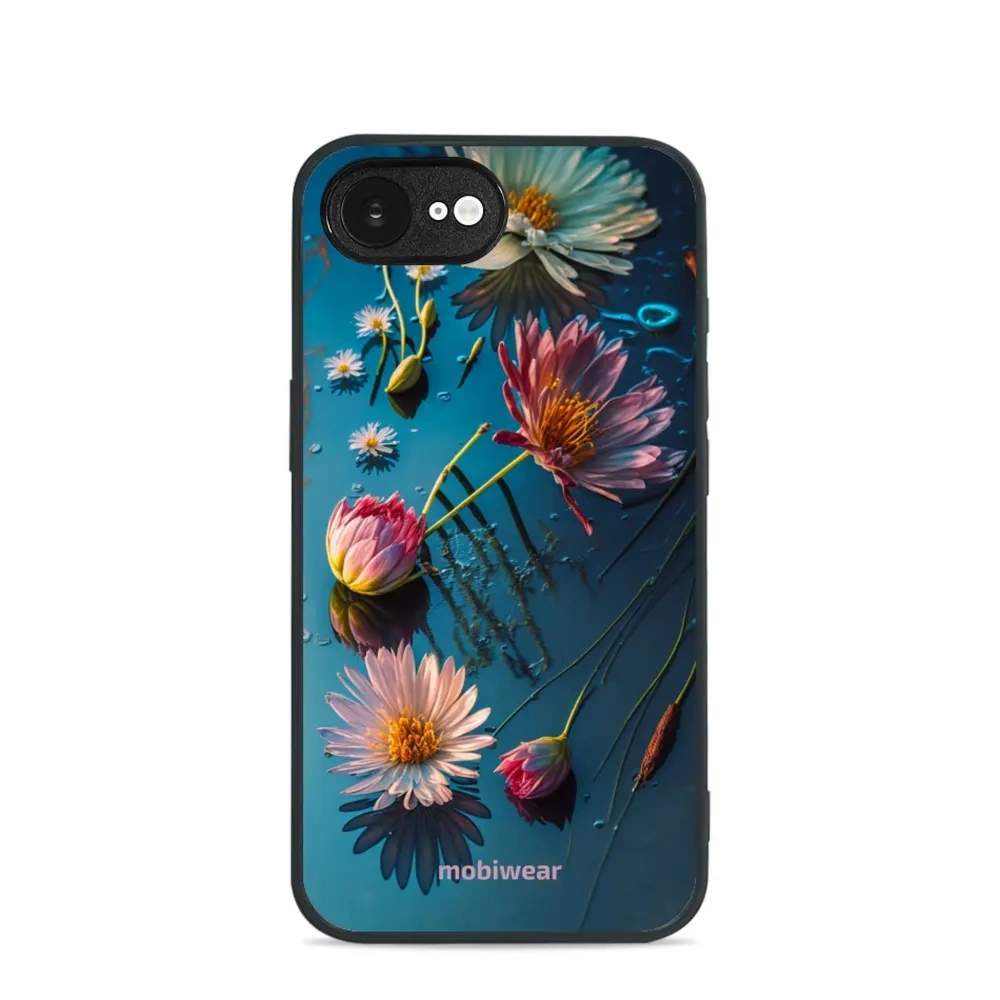 Etui ochronne do iPhone 17e / 16e, Mobiwear Glossy Case, niebiesko-kwieciste