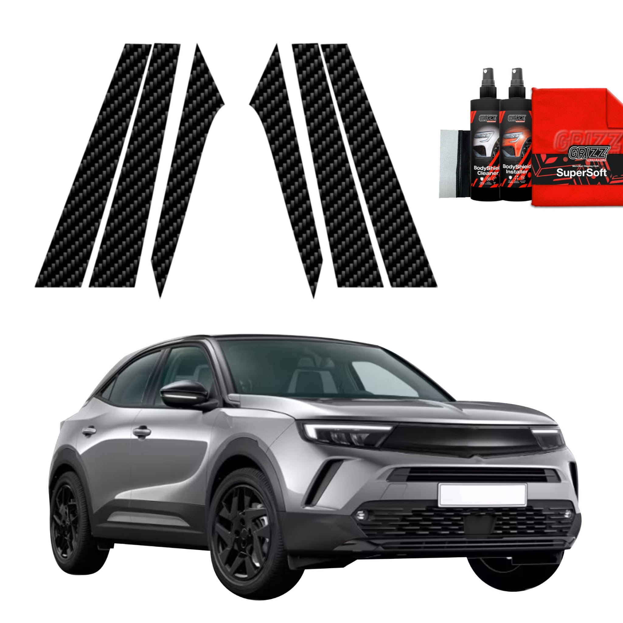6w1 Folia karbonowa Grizz Protector na słupki do Opel Mokka (2021-2026)