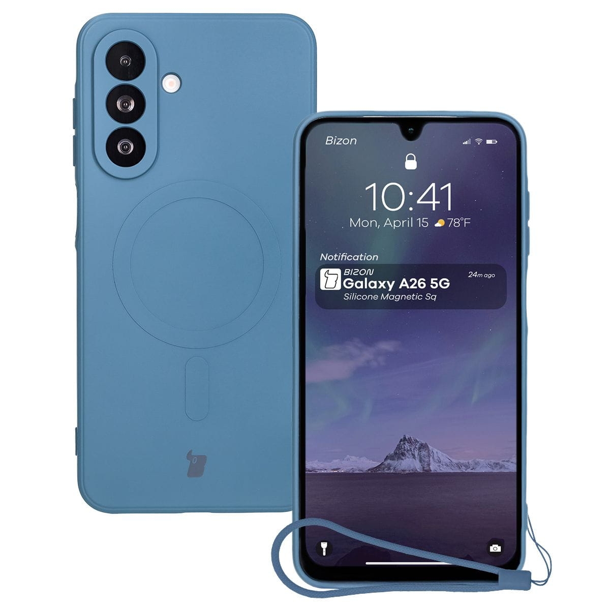 Image of Silikonowe etui z pierścieniem magnetycznym Bizon Case Silicone Magnetic Sq do Galaxy A26 5G, granatowe
