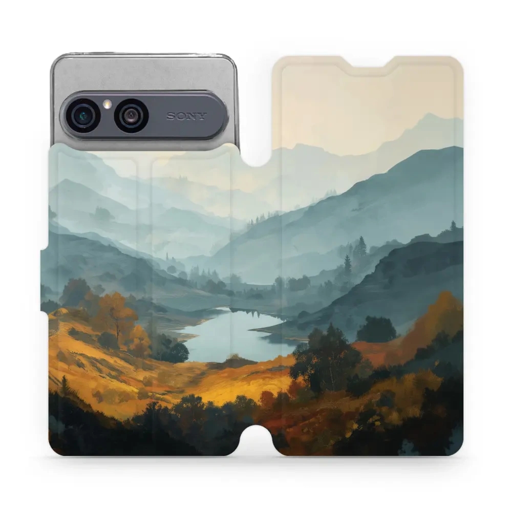 Etui z klapką do Sony Xperia 10 VII, Mobiwear Book, jezioro w dolinie