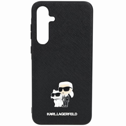 Image of Etui Karl Lagerfeld Saffiano Karl&Choupette Pin do Galaxy A55, czarne