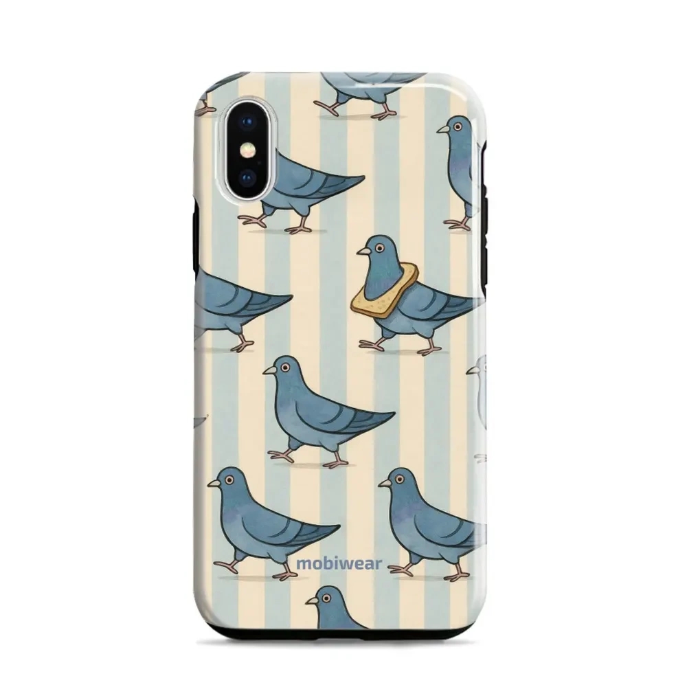 Etui ochronne do iPhone X, Mobiwear Elite Pro, błękitne gołębie