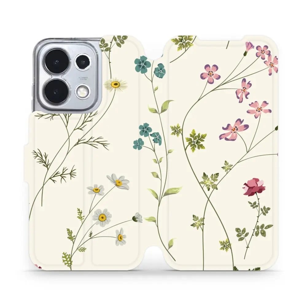 Etui z klapką do Oppo Reno16 Pro 5G, Mobiwear Book, polne kwiaty
