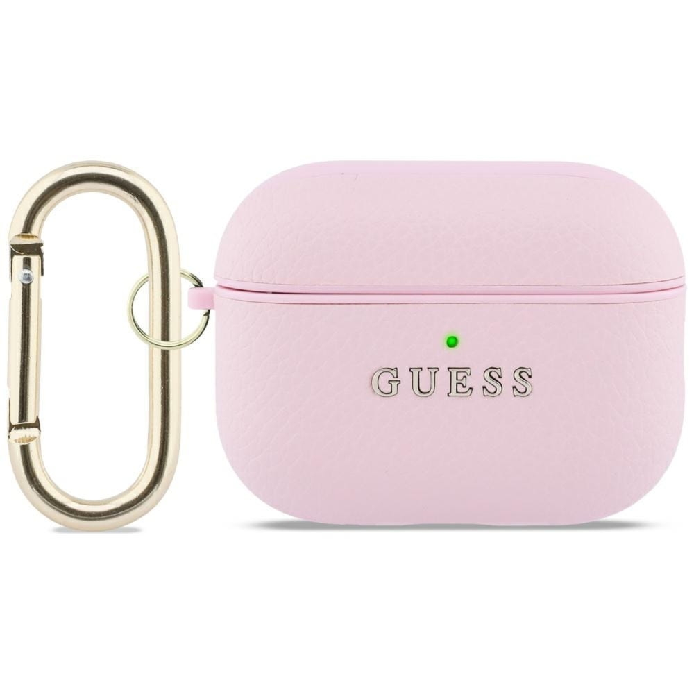 Etui Guess Grained PU Classic Logo do  AirPods Pro 3, różowe