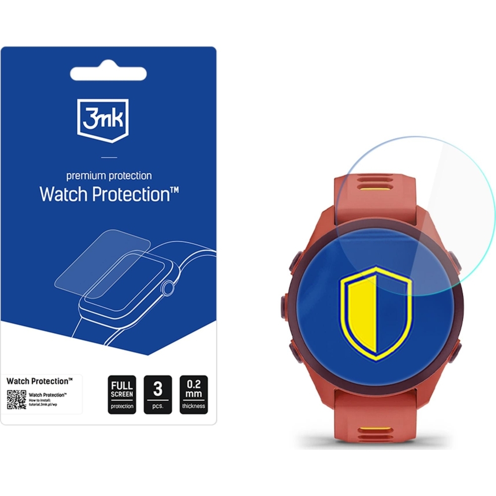 Szkło hybrydowe 3mk Watch Protection do Garmin Forerunner 70 / 170 / 170 Music, 3 sztuki