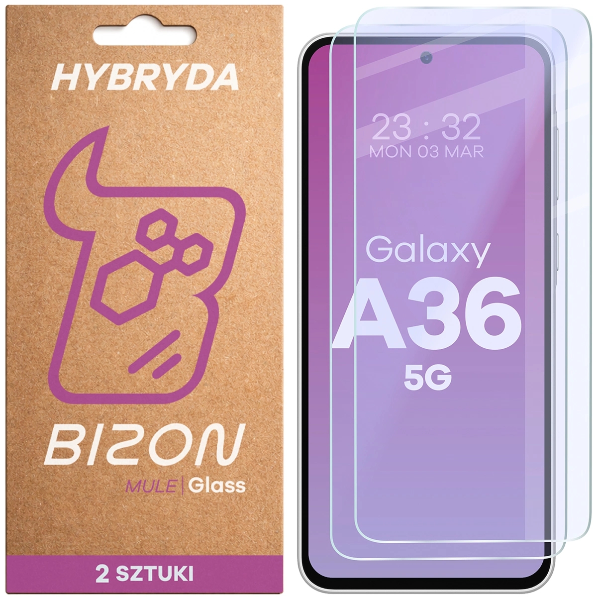 Elastyczne szkło hybrydowe Bizon Hybrid Mule Duo do Galaxy A36 5G, 2 sztuki