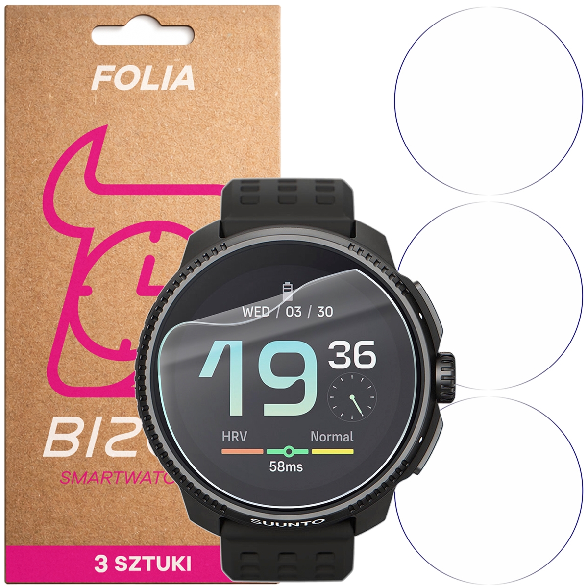 Folia ochronna na ekran zegarka Bizon Watch Film HydroFlex do Suunto Race, 3 sztuki