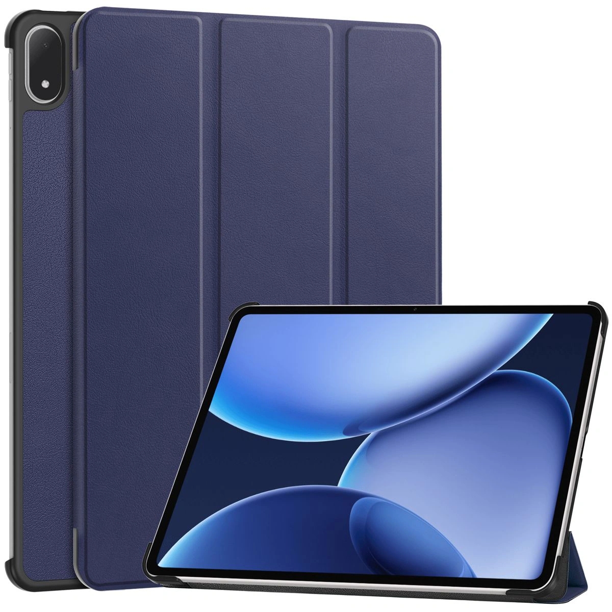 Image of Etui z klapką Bizon Case Tab Croc do OnePlus Pad 3 / 2 Pro / OPPO Pad 4 / 4 Pro, granatowe