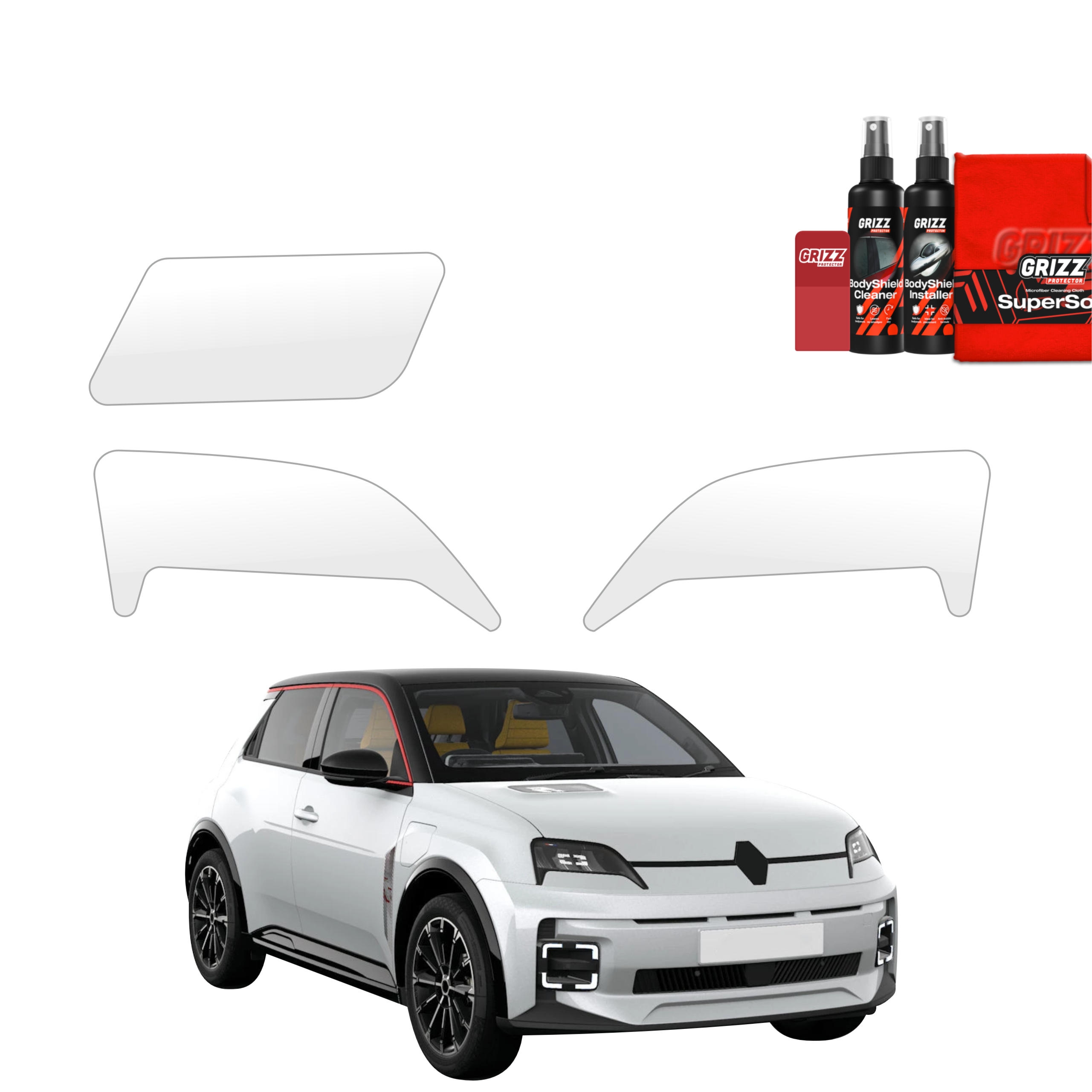 3w1 Bezbarwna folia ochronna Grizz Protector na lampy Renault R5 (2024-2026)