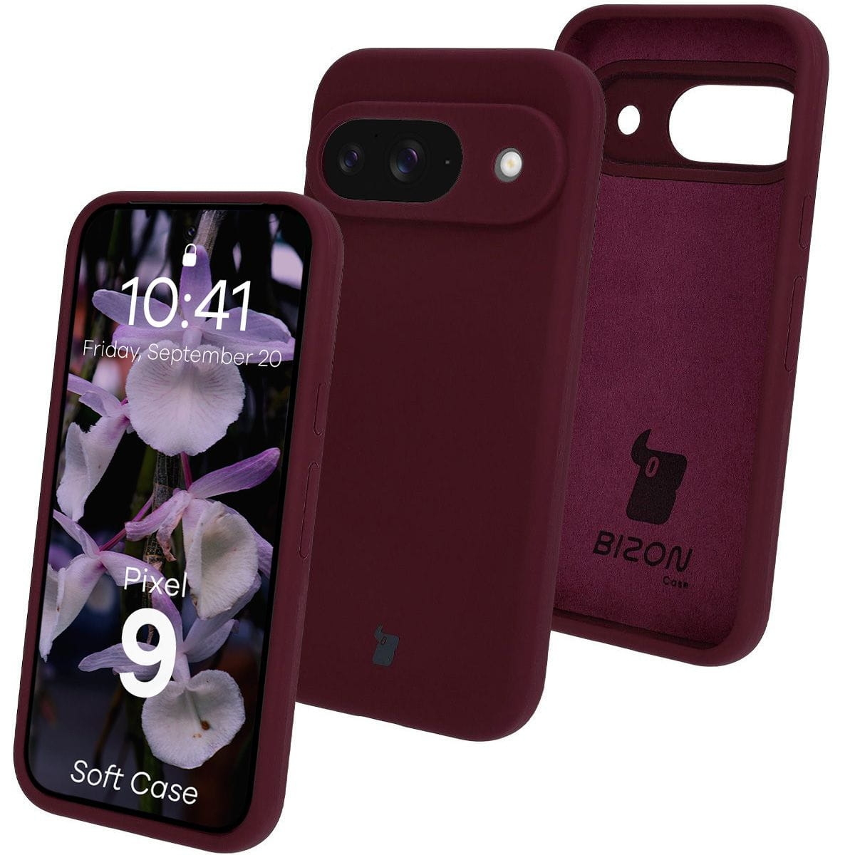 Image of Silikonowe etui Bizon Soft Case do Google Pixel 9, ciemnofioletowe
