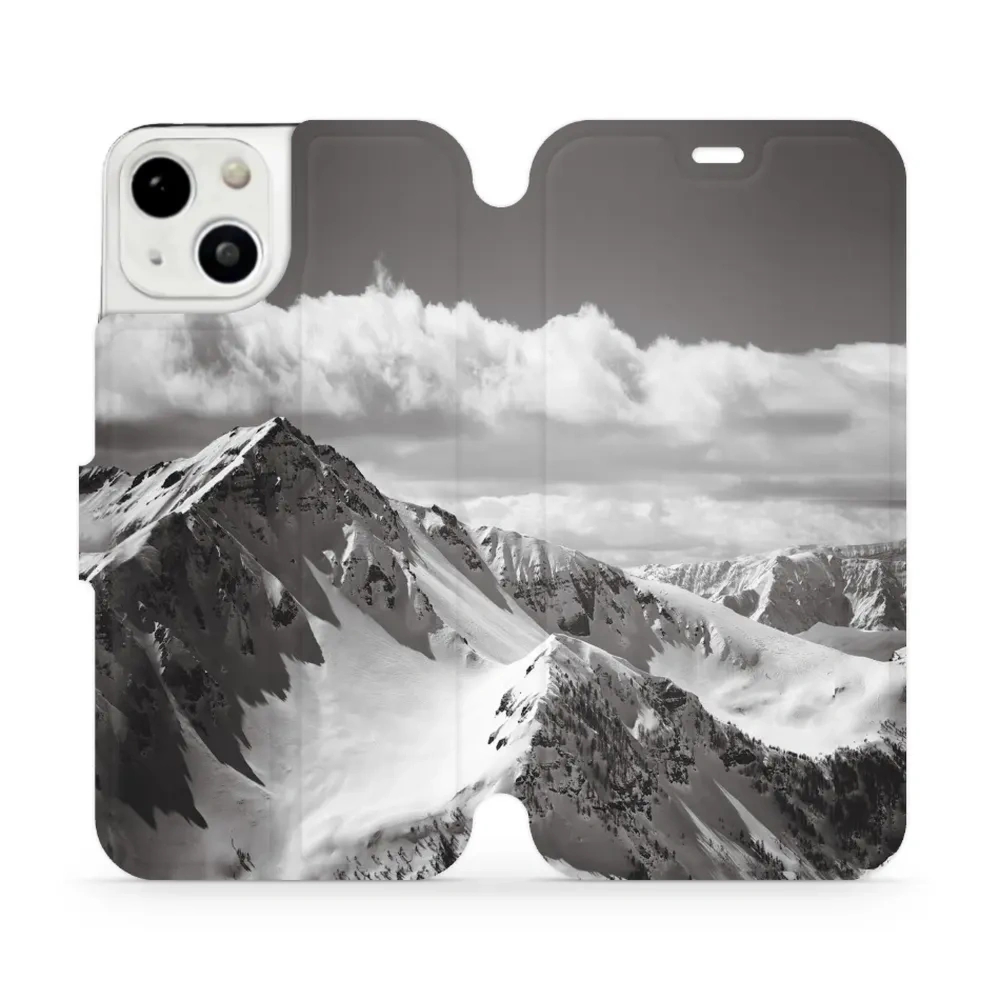 Etui z klapką do iPhone 13, Mobiwear Book, górski szczyt