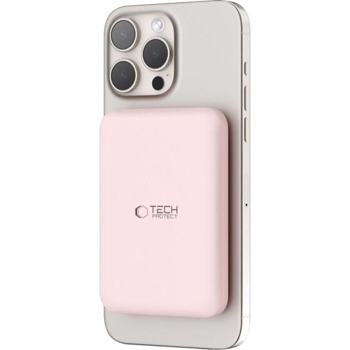 Image of Powerbank z ładowaniem indukcyjnym 5000 mAh 15W, Tech-Protect PB10 Lifemag, różowy