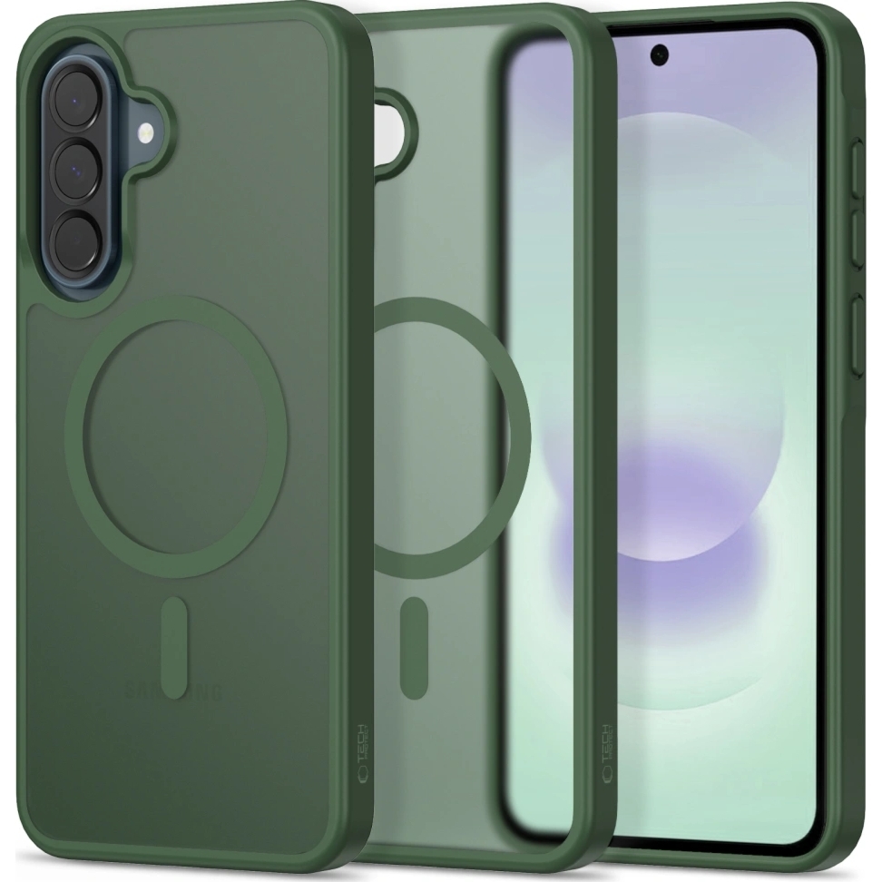 OUTLET: Etui Tech-Protect MagMat MagSafe do Galaxy A36 / A37 / A56, przydymione-zielone