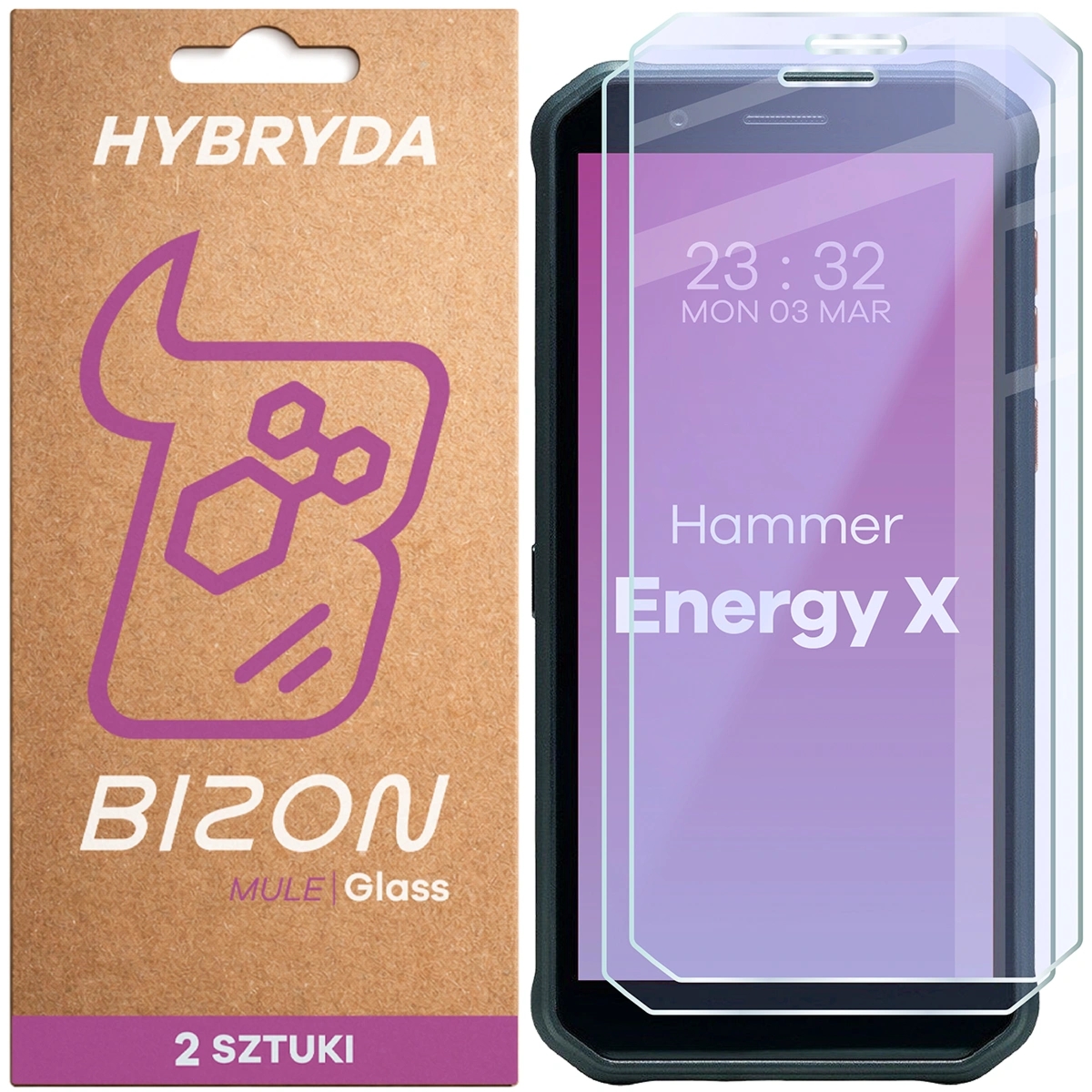Elastyczne szkło hybrydowe Bizon Hybrid Mule Duo do HAMMER Energy X, 2 sztuki