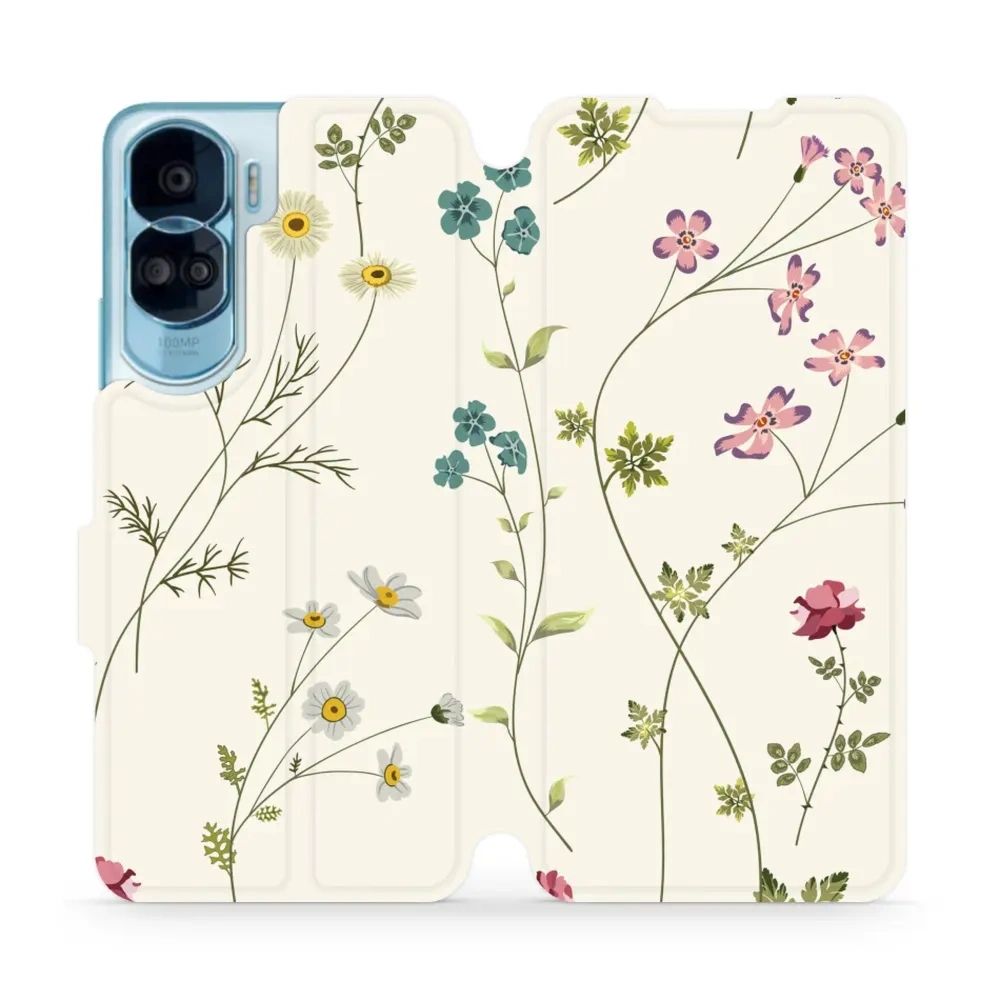 Etui z klapką do Honor 90 Lite, Mobiwear Book, polne kwiaty