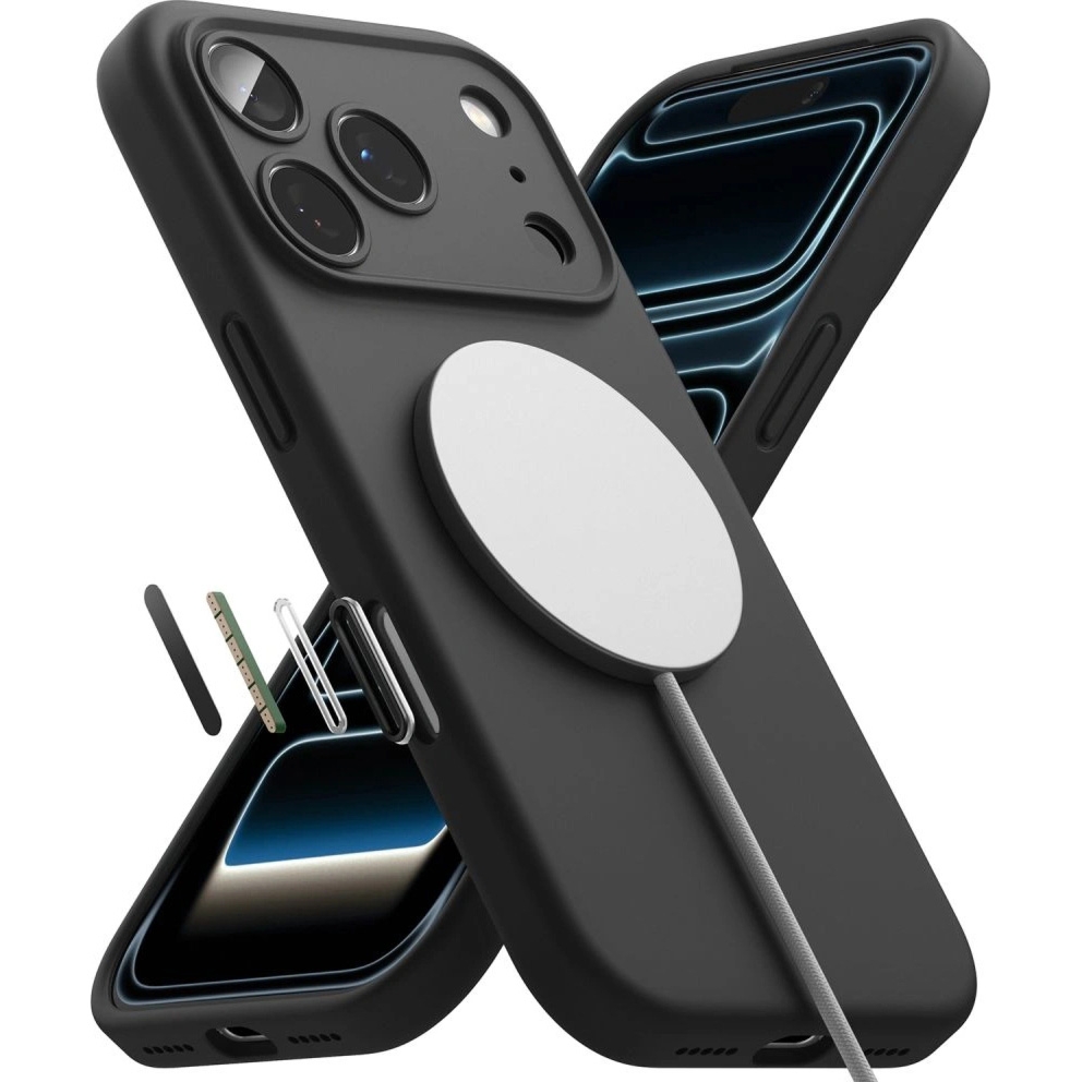 Etui Ringke Silicone Magnetic CC do MagSafe do iPhone 18 Pro / 17 Pro, czarne