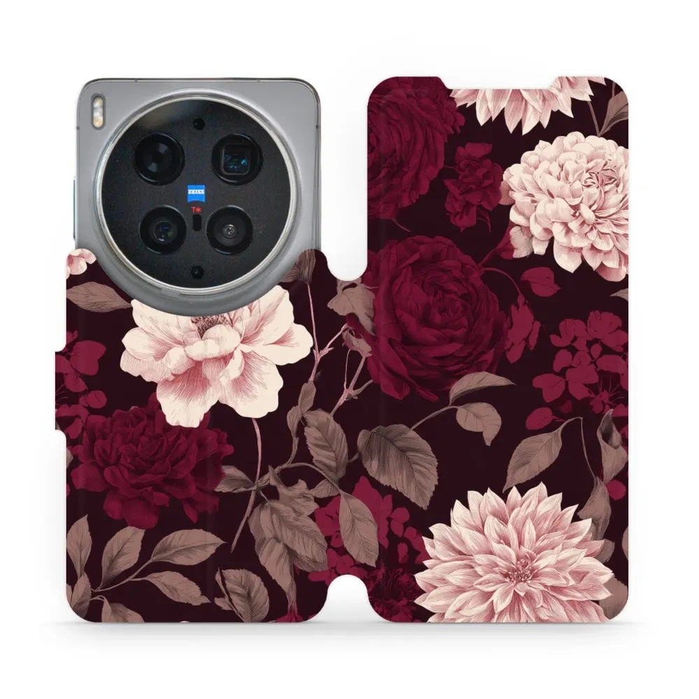 Etui z klapką do vivo X300 Ultra, Mobiwear Book, wino i dalie