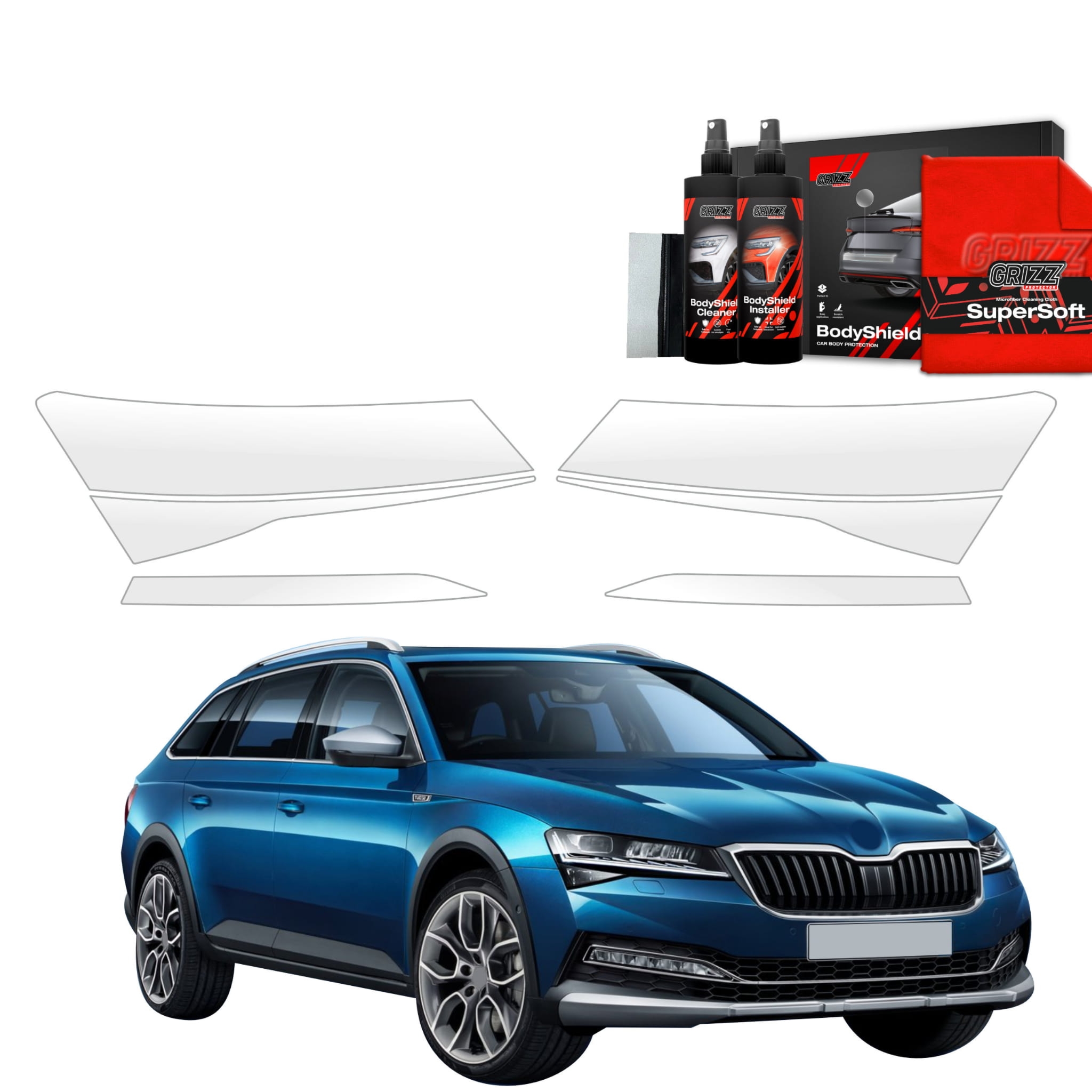 6w1 Folia ochronna na lampy Grizz Protector do Skoda Superb 3 Combi (2019-2023)