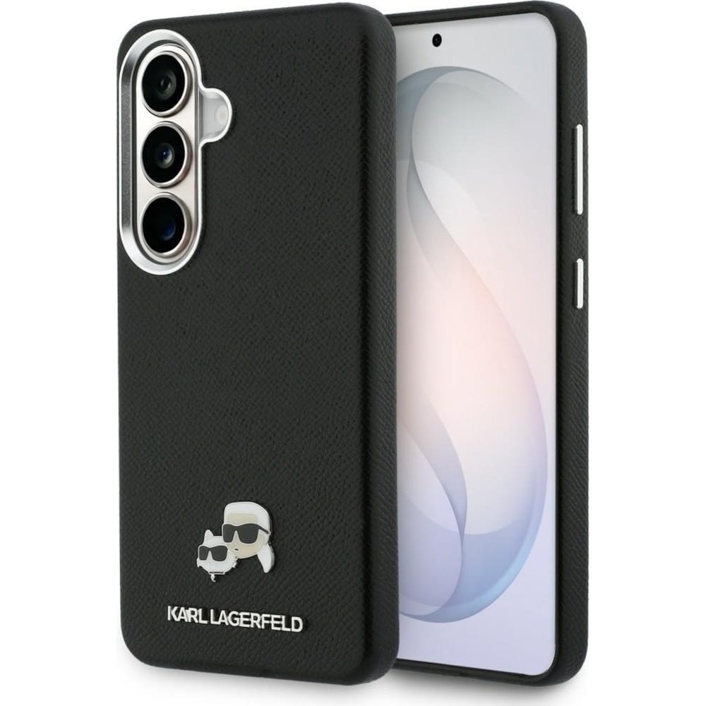 OUTLET: Etui Karl Lagerfeld Saffiano Full Wrapped MagSafe do Galaxy S26, czarne z wzorem projektanta i Choupette