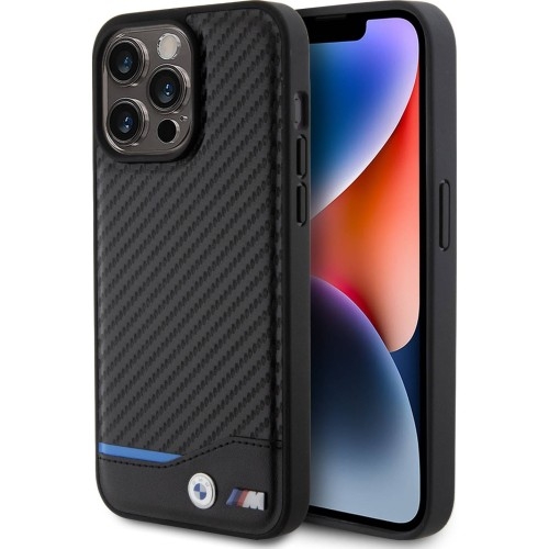 Image of Etui BMW Leather Carbon do iPhone 15 Pro Max, czarne