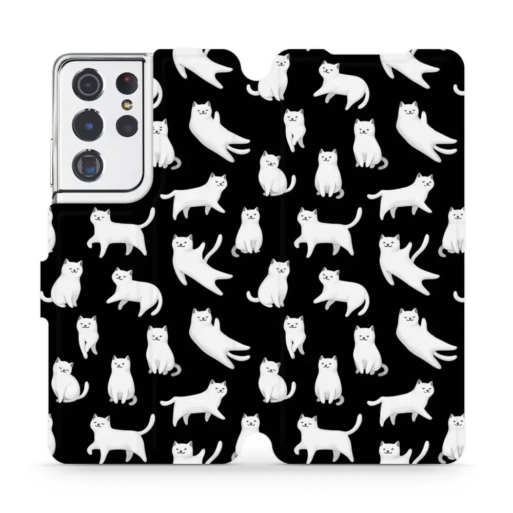 Etui z klapką do Galaxy S21 Ultra, Mobiwear Book, kotki luna