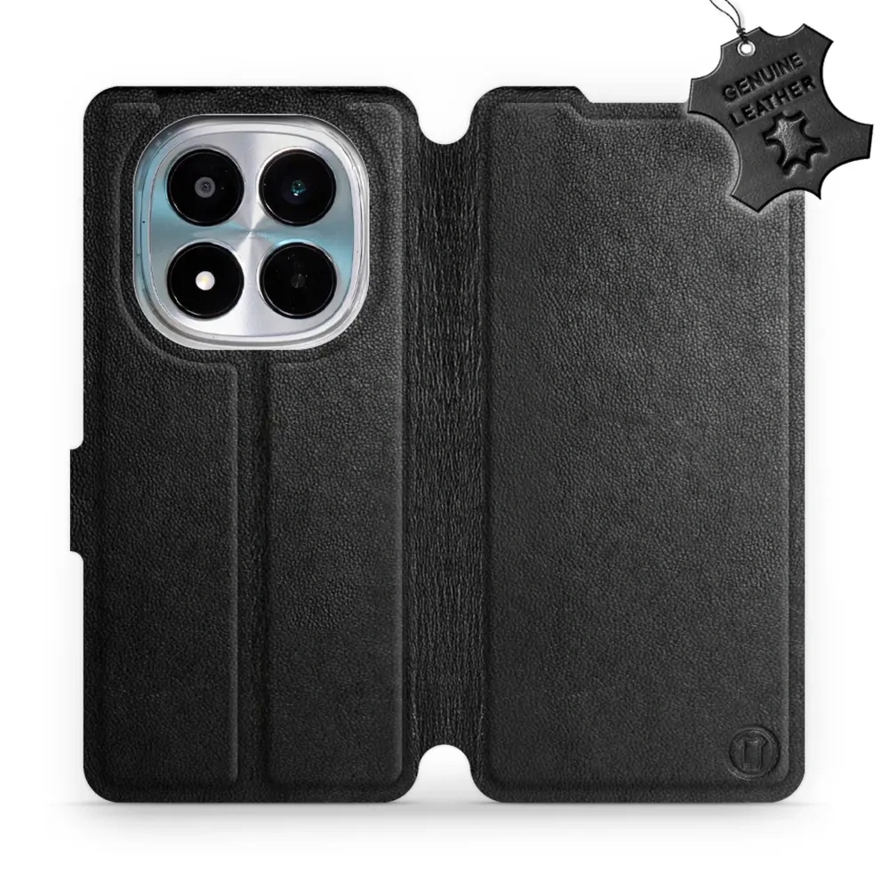 Etui z naturalnej skóry do Xiaomi POCO M8 Pro 5G, Mobiwear Leather, czarne
