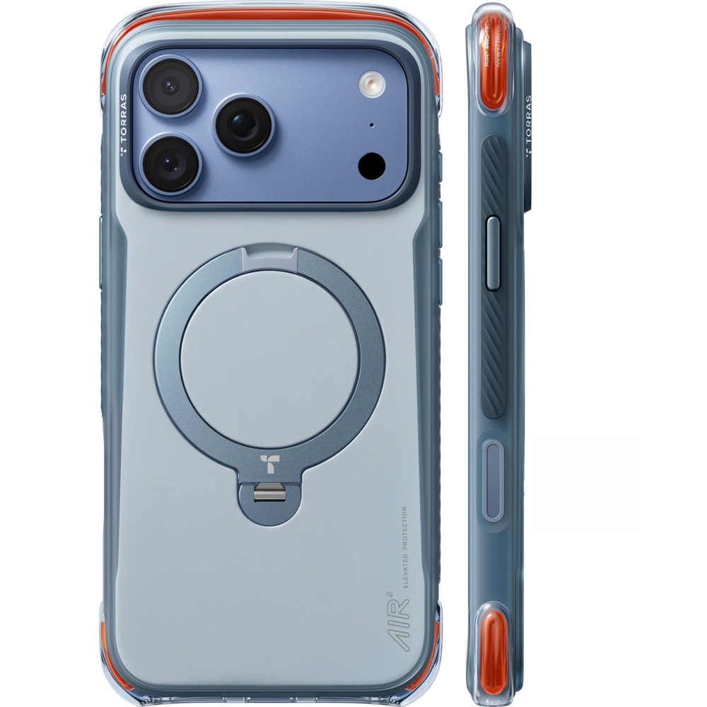 Etui z obrotową podstawką 360° Torras Ostand Q3 Air Pro do MagSafe do iPhone 18 Pro / 17 Pro, niebieskie