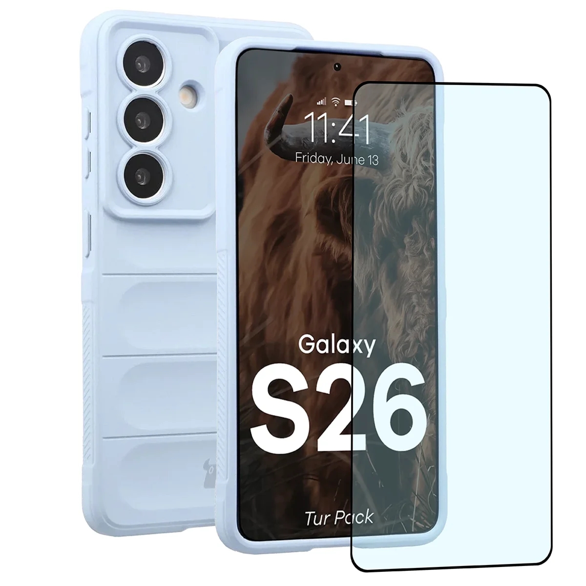Pancerne etui + szkło hartowane Bizon Tur Pack do Galaxy S26, jasnoniebieskie