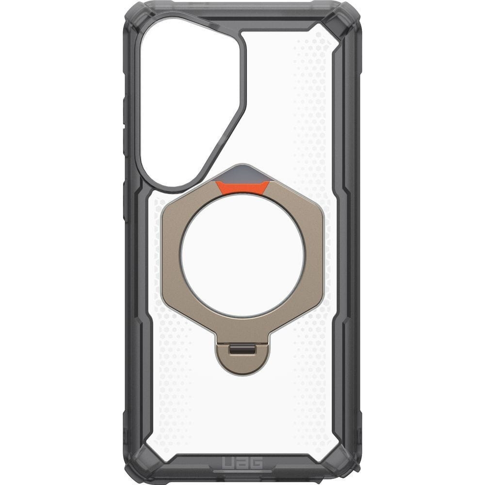 Etui pancerne Urban Armor Gear Plasma XTE 360 Mag do MagSafe do Galaxy S26 Ultra, przezroczysto-szare z pomarańczowym elementem