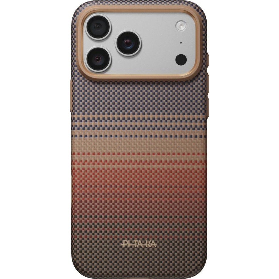 Etui aramidowe Pitaka Summa Case do MagSafe do iPhone 18 Pro Max / 17 Pro Max, brązowo-czerwone z kevlarem