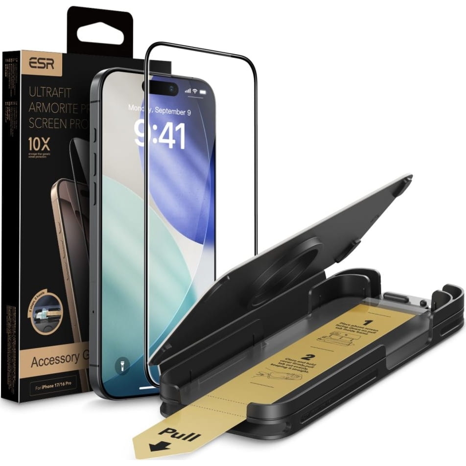 Szkło hartowane ESR Ultrafit Armorite Pro Tempered Glass do iPhone 17 Pro, przezroczyste z czarną ramką