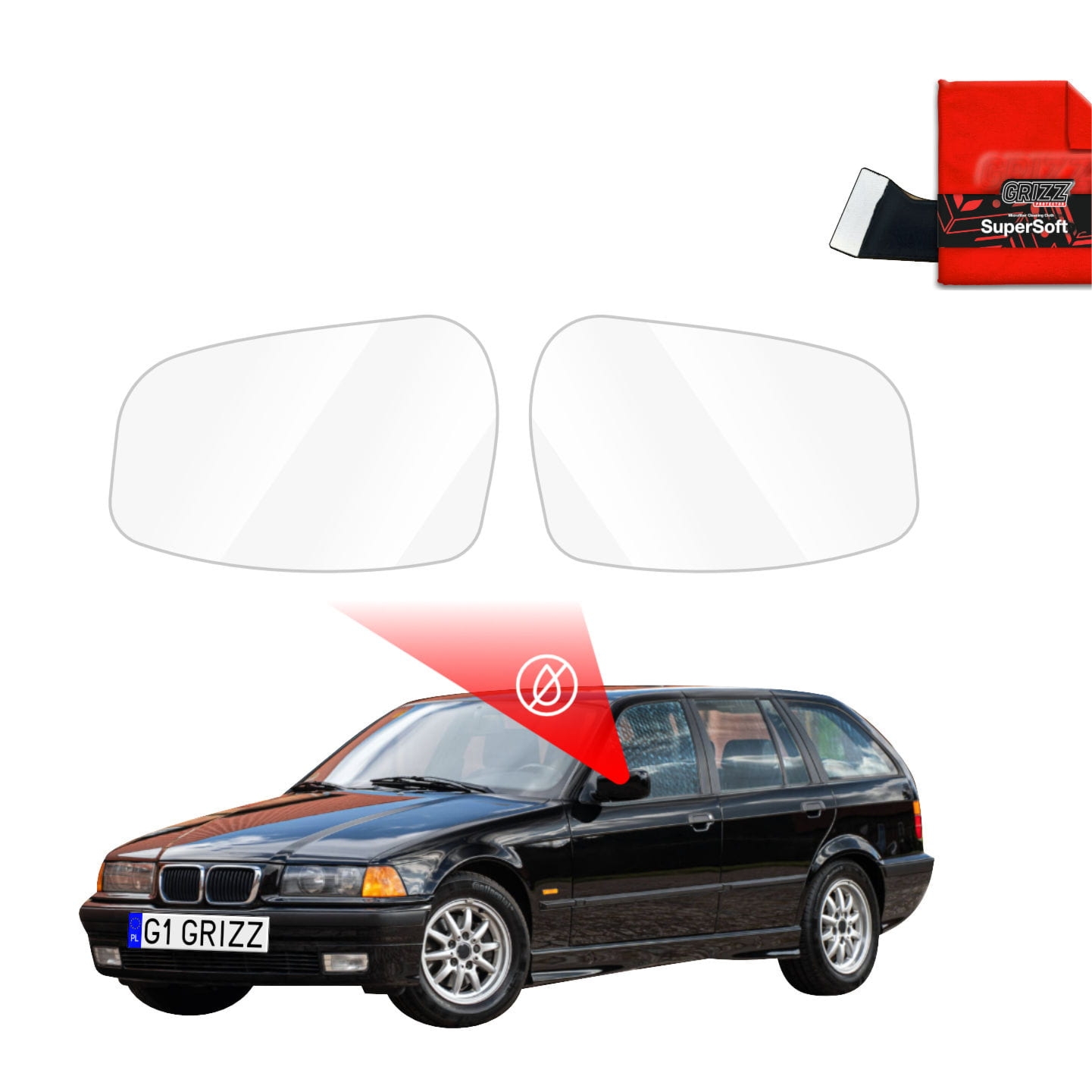 Folia przeciwdeszczowa Grizz Protector na lusterka do BMW 3 E36 Kombi (1990-1999)