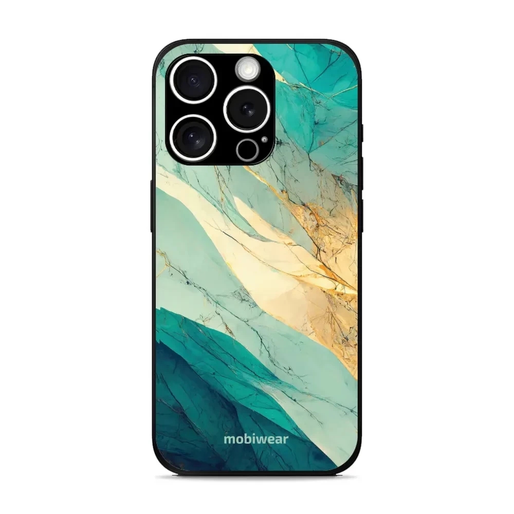 Etui ochronne do iPhone 15 Pro Max, Mobiwear Glossy Case, turkusowy marmur