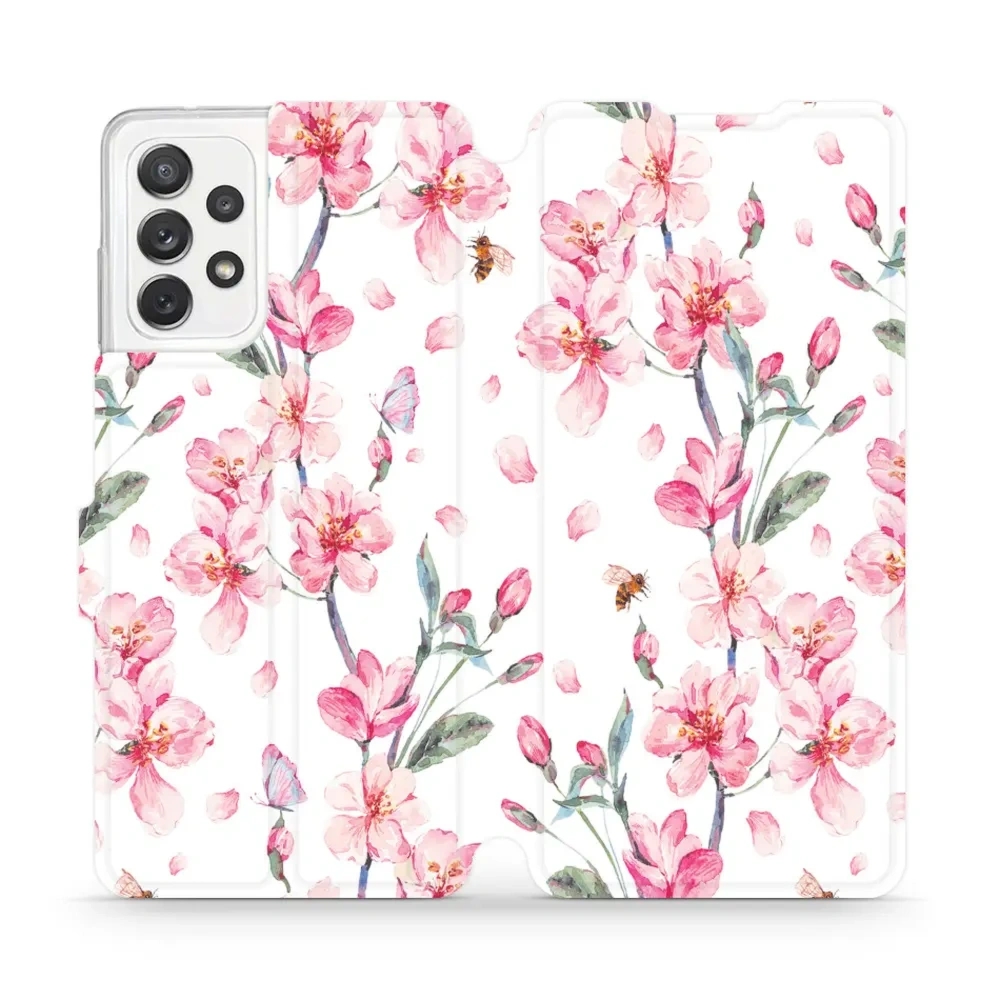 Etui z klapką do Galaxy A72 5G, Mobiwear Book, różowa wiosna