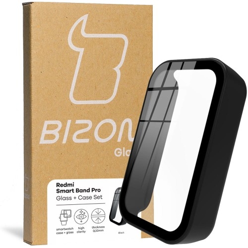 Image of Etui ze szkłem Bizon Case, Case + Glass Set Redmi Smart Band Pro, czarne